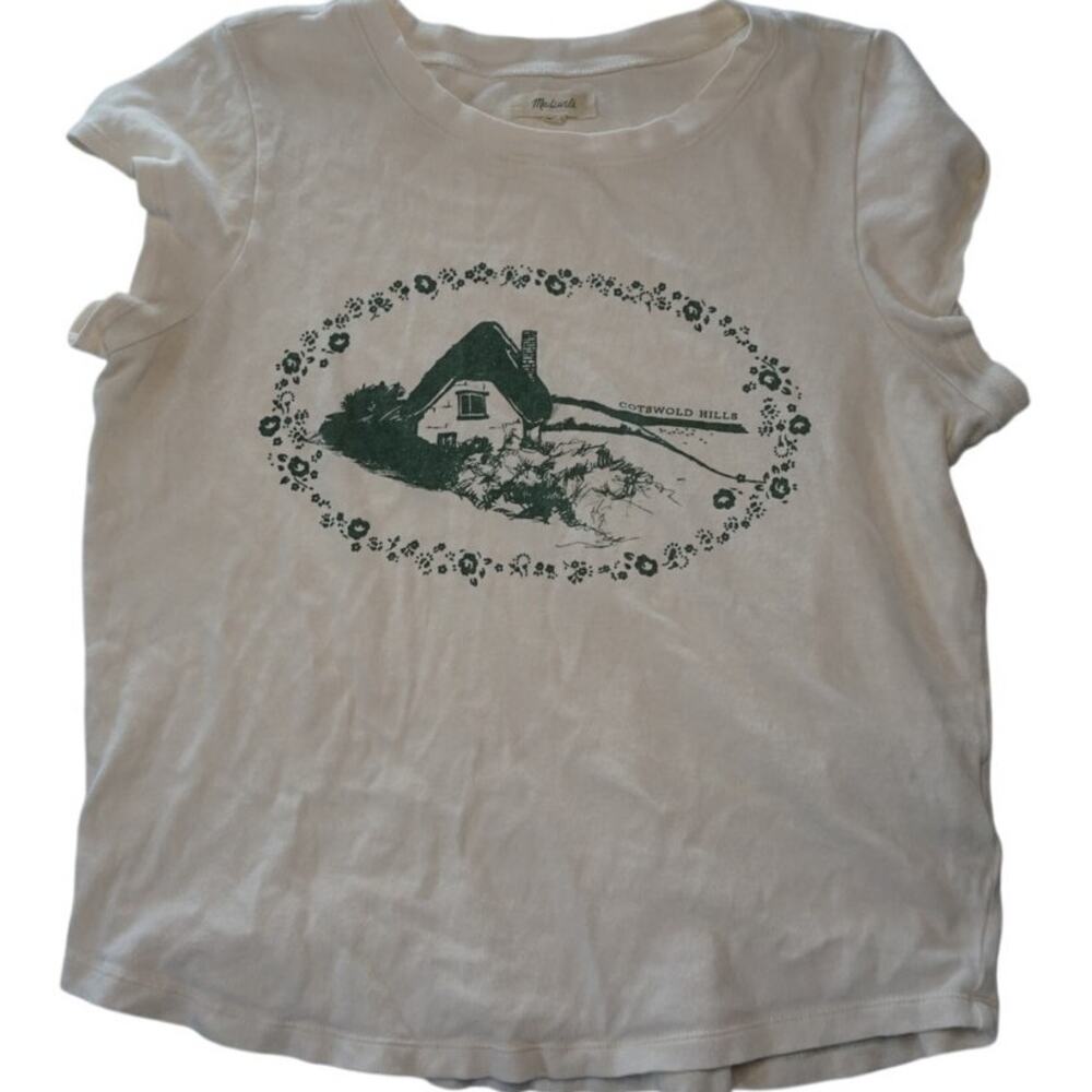 madewell cottagecore graphic te shirt M white wiht green